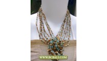 Cute Style Necklace Chockers Beaded with Stone Pendants